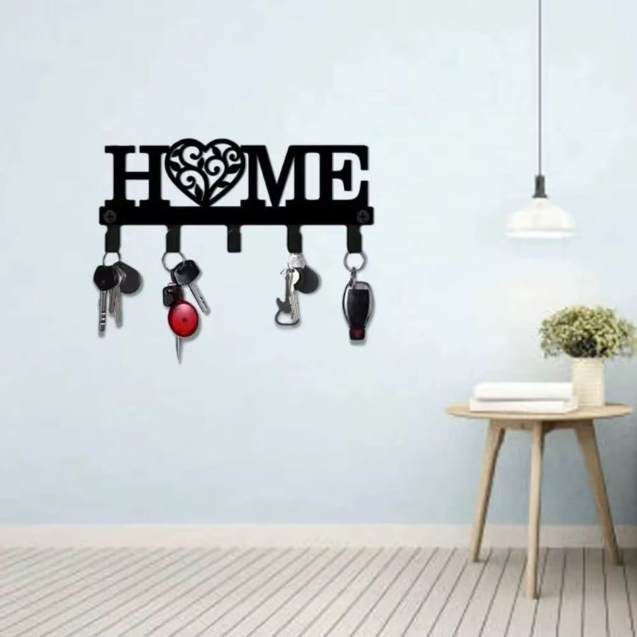 CIFBUY Wandkunst aus Metall in Schwarz mit Herz-Motiv, Rustikales Rechteckiges Blechschild für Wohnzimmer, Schlafzimmer oder Eingangsbereich - Bild 4
