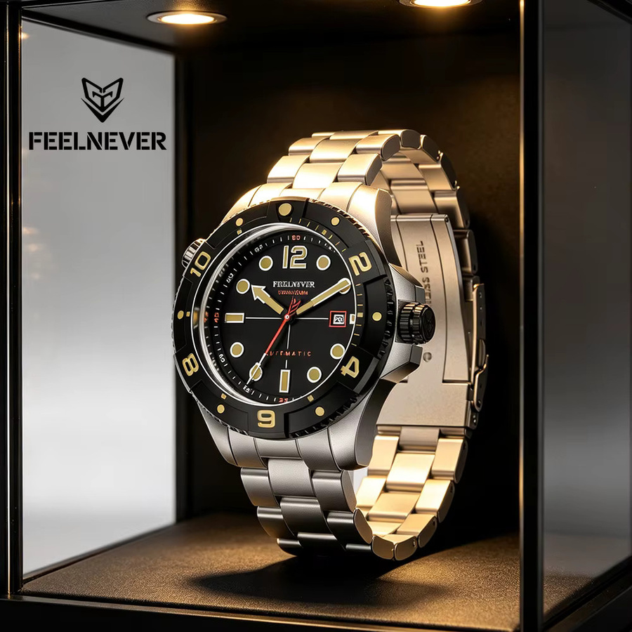 FeelNever Armbanduhr Edelstahl, Blau, Saphirglas, Herren - Bild 2