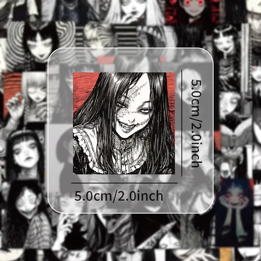 Kpustyle Horror Mädchen Aufkleber Set in Schwarz und Weiß, wasserfeste Sticker für Laptop, Skateboard und Auto - Bild 3