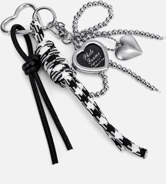 Yogodlns Taschenanhänger, Schleife, Herz-Kette, Silber - Bild 1