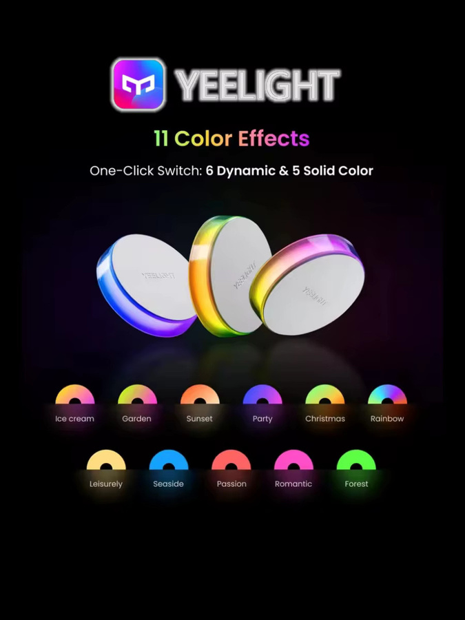YEELIGHT RGB Nachtlicht mit Bewegungserkennung, magnetische LED-Dekorlampe mit 2 Modi und Typ-C-Anschluss, Multicolor - Bild 6