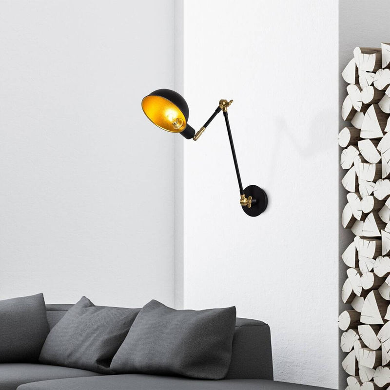 Opviq Wandleuchte aus Metall in Gold und Schwarz, B/H/T: 30 x 50 x 15 cm, E27 - Bild 4