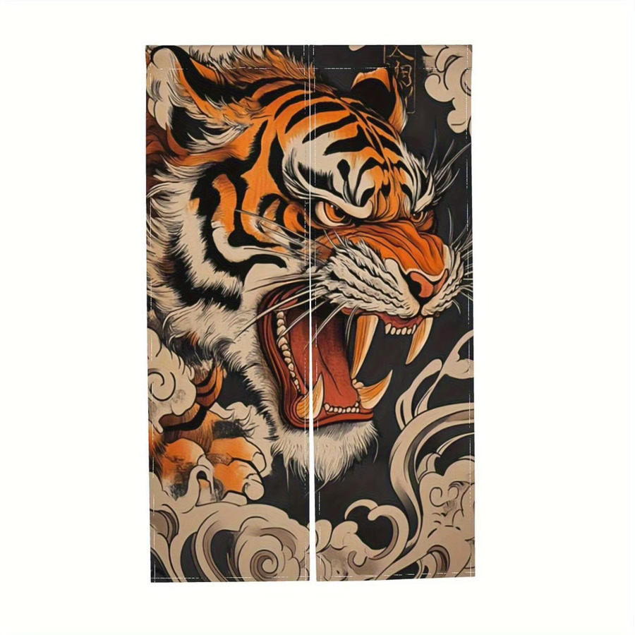 VIKAMA Japanischer Vorhang mit Tiger-Motiv in Multicolour als dekorativer halber Türvorhang für Badezimmer und Eingangsbereiche - Bild 4