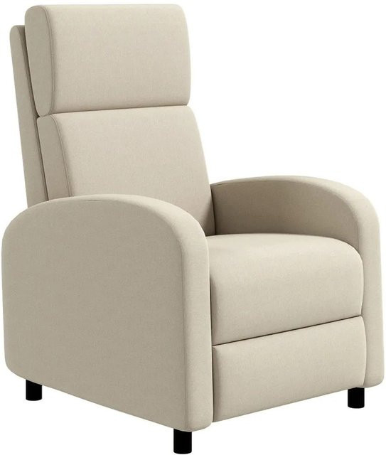 HOMCOM Relaxsessel mit Liegefunktion in Cremeweiß, Polsterstuhl mit Armlehnen aus Polyester und Schaumstoff, Tiefe: 86 cm, Breite: 64 cm, Höhe: 102 cm - Bild 1