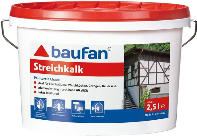 Baufan Streichkalk Kalkfarbe Weiß Matt 2,5 kg - Bild 1