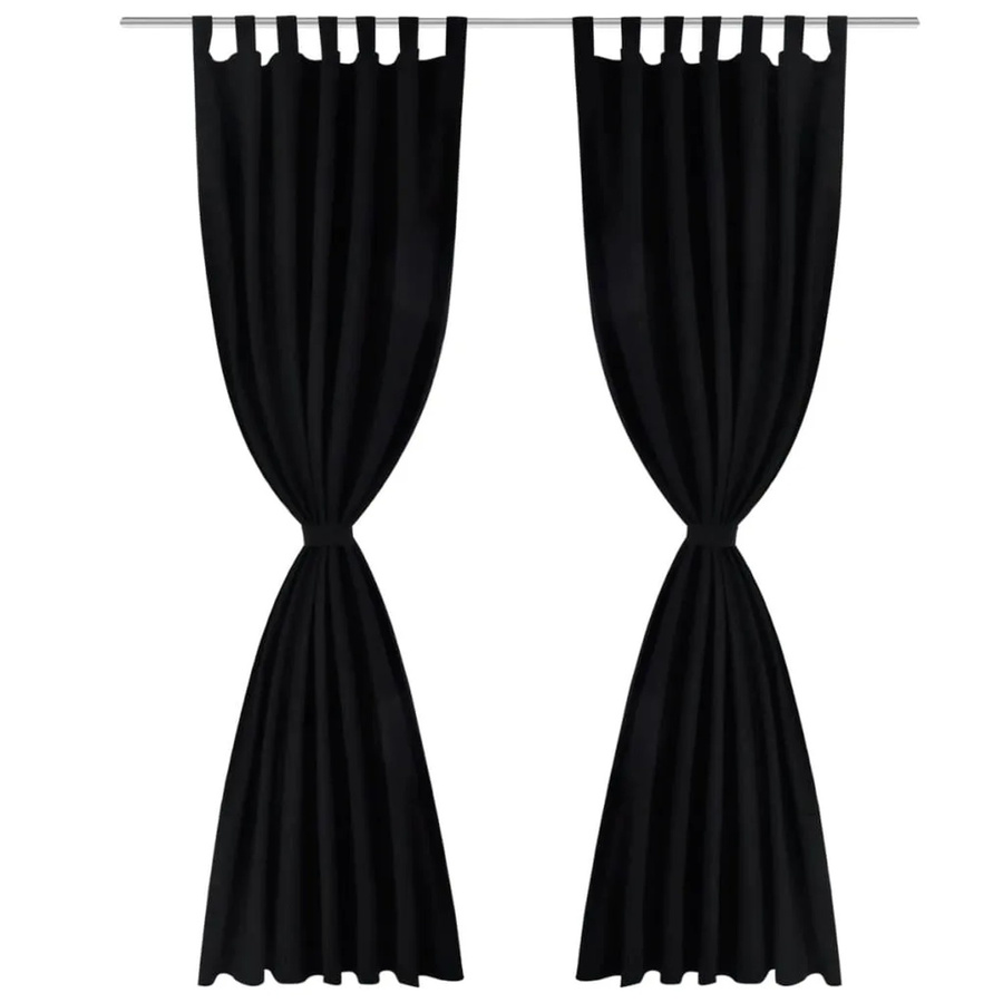 vidaXL Vorhänge Gardinen aus Satin 2-Teilig Schwarz B: 140 cm, H: 175 cm - Bild 2