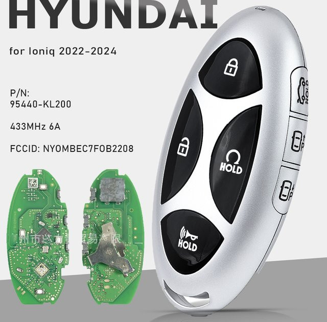 KEYECU Smart Remote Key Fob für Hyundai Ioniq 2022-2024, Farbe: Silber, Modell: 95440-KL200 NYOMBEC7FOB2208, 433M 6A 6+1B - Bild 1