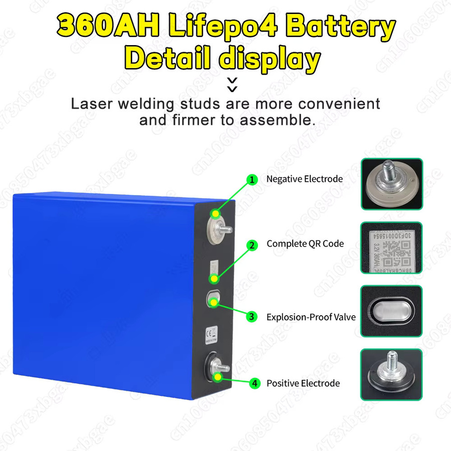 Futuraglow LiFePO4 Batterie 3,2V 360Ah Klasse A mit Zubehör für DIY 12V 24V 48V Anwendungen in Wohnmobilen, Elektrofahrzeugen und Heimenergiespeichern - Bild 7