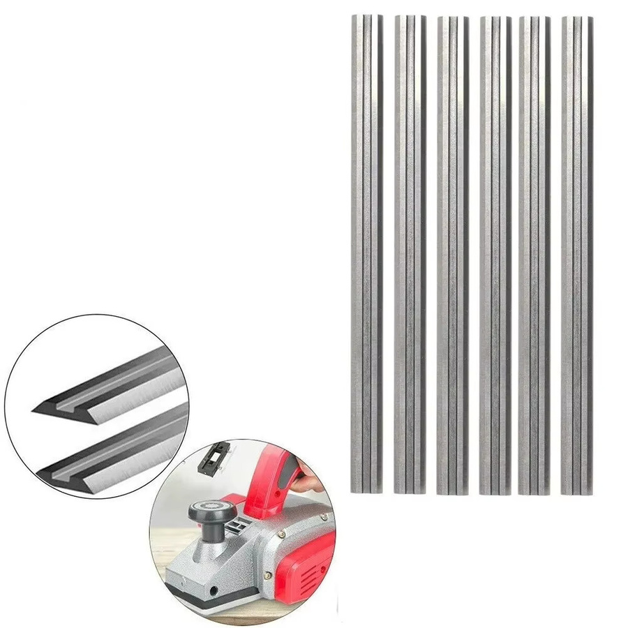 6 Stück reversible Hobelklingen aus Kohlenstoffstahl für MKA 82mm, Farbe: Silber, B/H/T: 82 x 5,5 x 1,1 mm - Bild 1