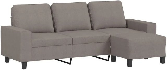 vidaXL 3-Sitzer-Sofa mit Hocker in Taupe, modernes Polstersofa aus Stoff mit Armlehnen - Bild 1