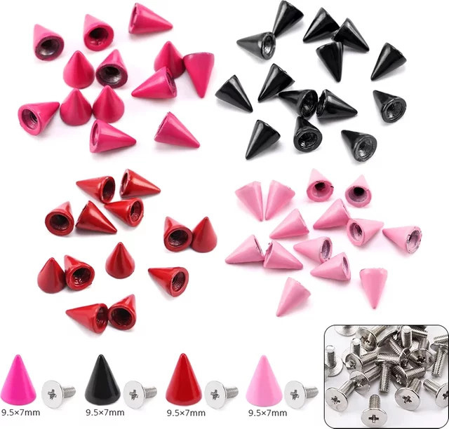 DUCRYSTAL Nieten und Spikes Set in Rot und Multicolour für DIY-Handwerk und Lederarbeiten - Bild 1