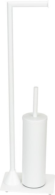 Wenko Stand WC-Garnitur Hella Weiß, matt lackiert, mit Bürste und Abdeckung aus Metall, H x B x T: 69 x 20 x 15 cm - Bild 1