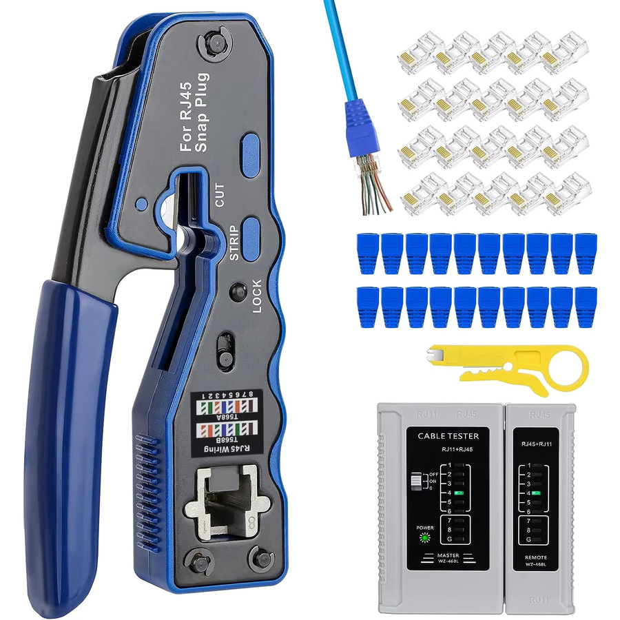 ZOERAX RJ45 Ethernet Crimpzange All-in-One Crimper für Cat6 und Cat5e Anschlüsse in Blau mit Ersatzklingen - Bild 6
