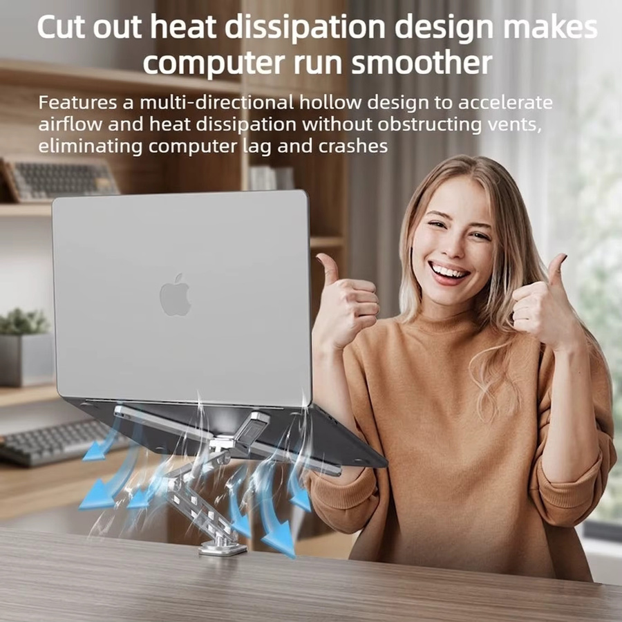 Ideaway 2-in-1 Laptop-Ständer mit 360 Grad drehbarer Basis und abnehmbarem Tablet-Arm aus Metall, faltbar, Farbe: Silber/Grau - Bild 5