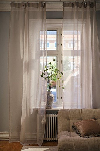 Jotex ALBA Voile-Gardine im 2er-Pack, transparent, beige und weiß, Polyester, Höhe: 135 cm - Bild 1