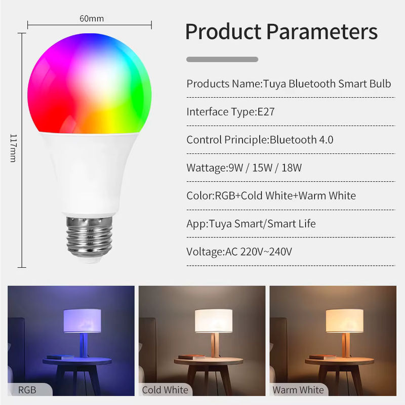 Tuya Smart LED Glühbirne E27 RGB mit Bluetooth und Fernbedienung, Multicolour Spotlight für Smart Life App - Bild 4