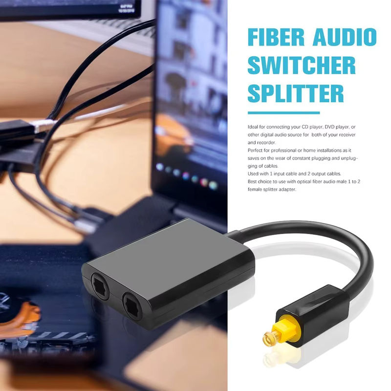 Kebidu 2-Wege-Toslink-Splitter für optische Audiokabel SPDIF, 2 Eingänge auf 1 Ausgang, Schwarz - Bild 2