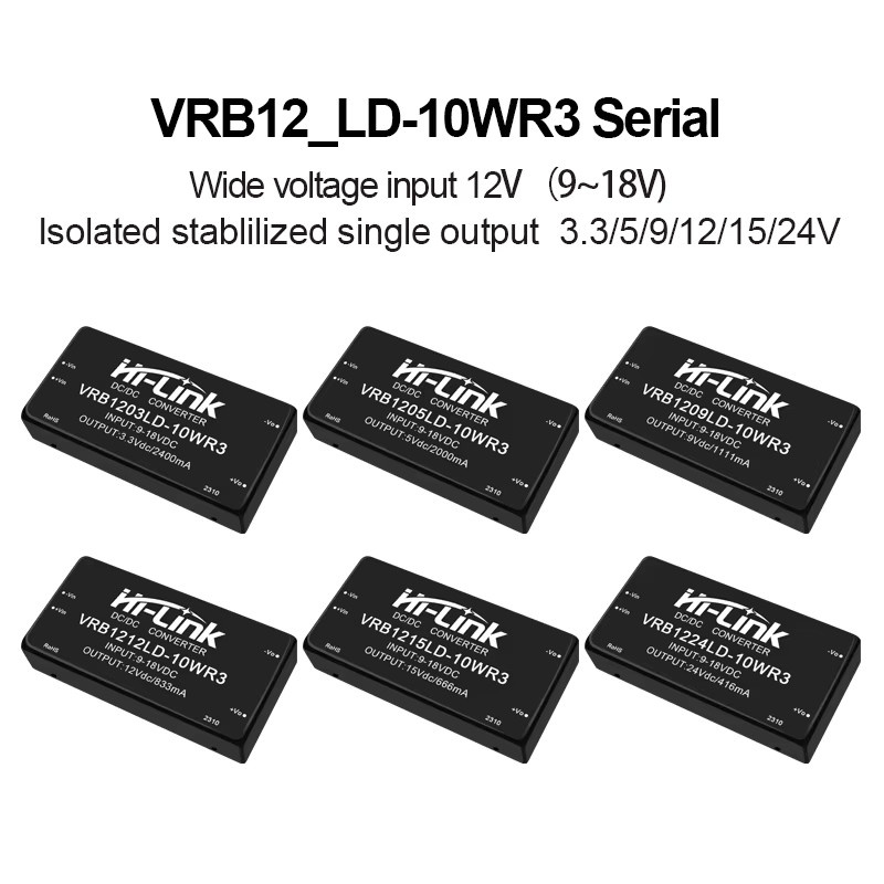 Hi-Link VRB1205LD-10WR3 Serie DCDC-Wandler Isolierter Schaltnetzteilmodul 10W in Schwarz - Bild 2