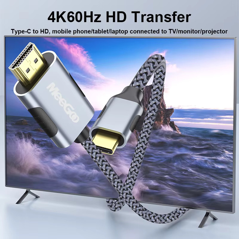 MeeGoo USB-C auf HDMI Adapterkabel für 4K bei 60 Hz zur Verbindung von MacBook Air, iPad, Huawei oder Samsung mit Displays - Bild 4