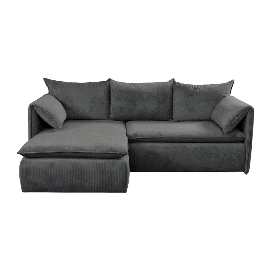 Vente-unique Schlafsofa Teodora in Anthrazitgrau mit Cord-Bezug und L-Form - Bild 2