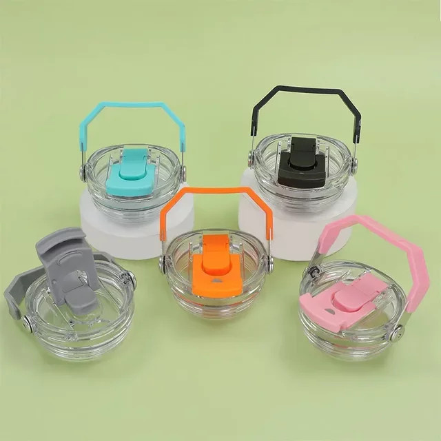 Transparenter Becherdeckel mit Griff und Flip-Strohhalm für Stanley 30oz, auslaufsicher, Schwarz - Bild 1