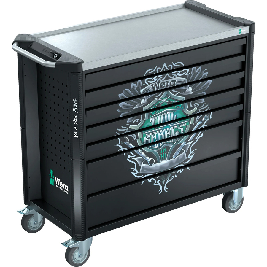 Wera Werkzeugwagen Tool Rebel Stainless XXL in Schwarz aus Edelstahl, abschließbar und rollbar mit Arbeitsplatte - Bild 1