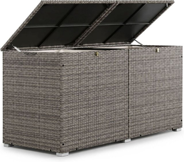 Juskys Polyrattan Auflagenbox Ikaria Gartenbox mit Innenplane, Grau Meliert, 950 l - Bild 1