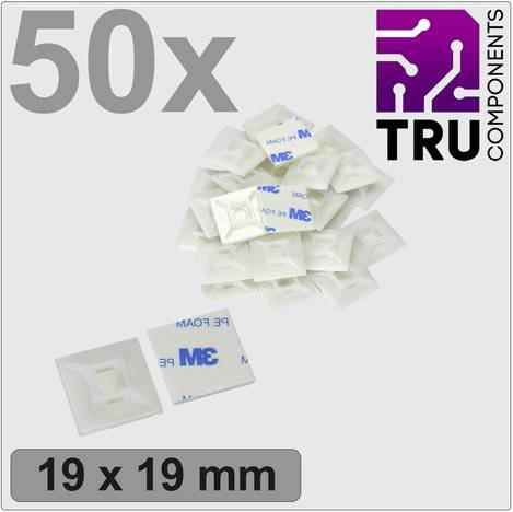 TRU COMPONENTS Befestigungssockel T24CA067 selbstklebend und schraubbar, 50 Stück, Weiß - Bild 1