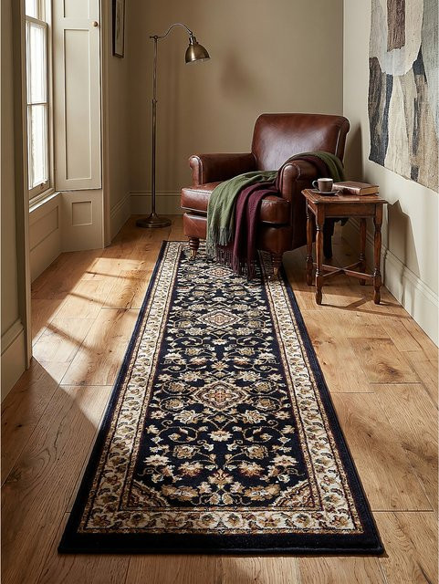 Läufer Orient von Kadima Design in Dunkelblau mit Medaillon-Dessin, B/T: 60 x 230 cm - Bild 1