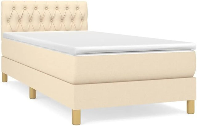 vidaXL Boxspringbett Hybrid mit Matratze und Taschenfederkern in Beige, B/T/H: 80 x 200 cm - Bild 1