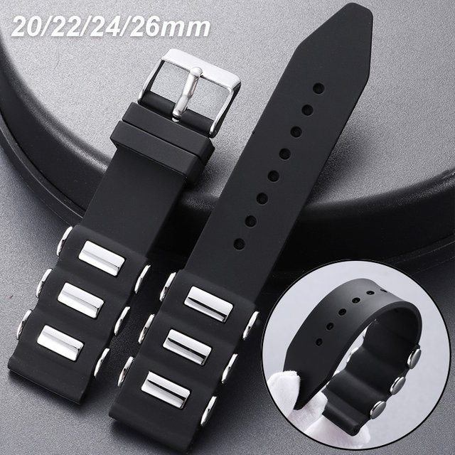 asukaband Uhrenarmband Silikon, Schwarz, Unisex, 20/22/24/26 mm - Bild 1