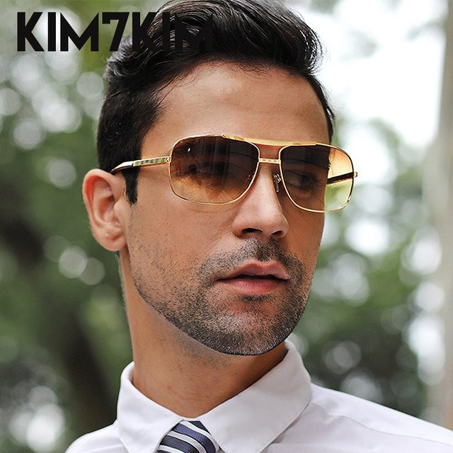 KIM7KIM Sonnenbrille, quadratisch, Vollrand, gold, Unisex - Bild 1