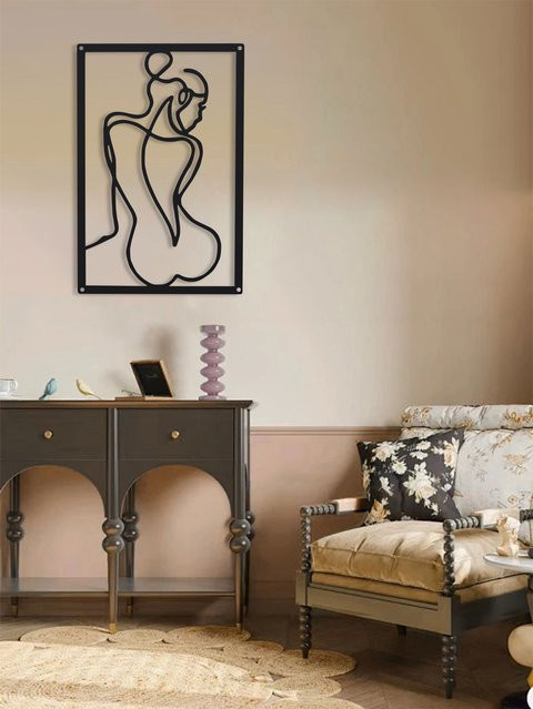 DDPNKL Wanddekoration aus Eisenmetall mit abstrakter Frauenfigur in Schwarz und minimalistischem Design - Bild 1