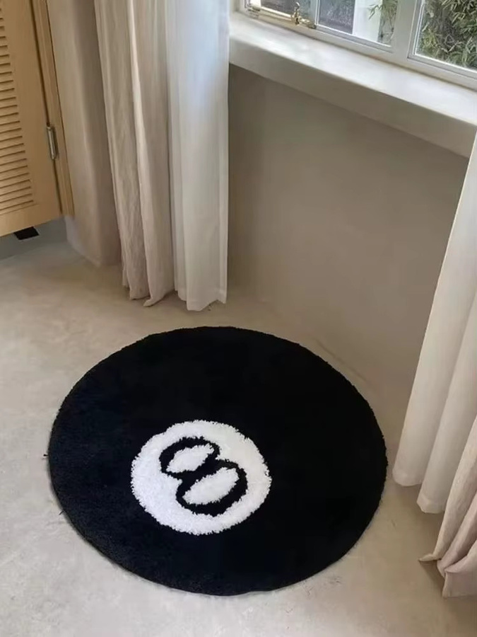 VIKAMA Billard Black Eight Teppich in Schwarz, runder Dekoteppich für Badezimmer, Schlafzimmer oder Eingangsbereich - Bild 5