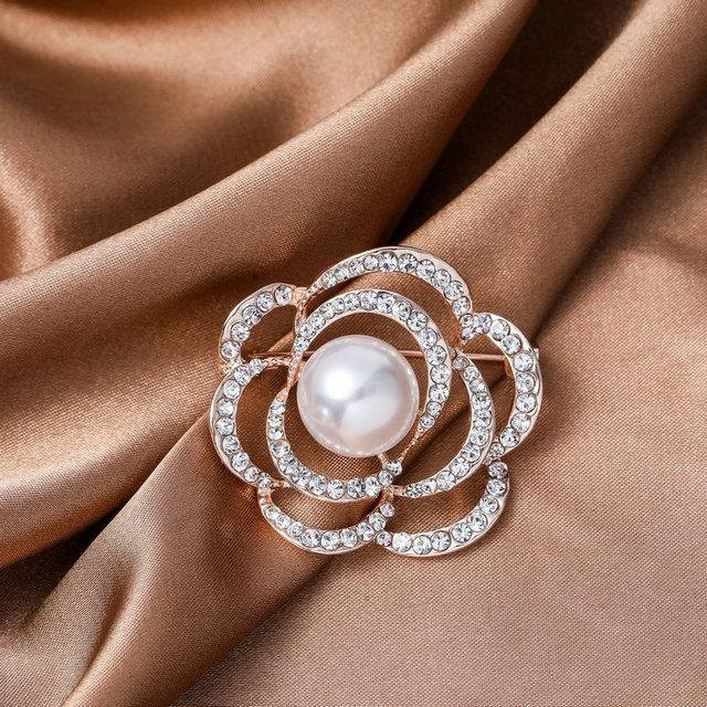 YIRAN Jewelry Brosche, Perle, Kristall, brown, Damen - Bild 1
