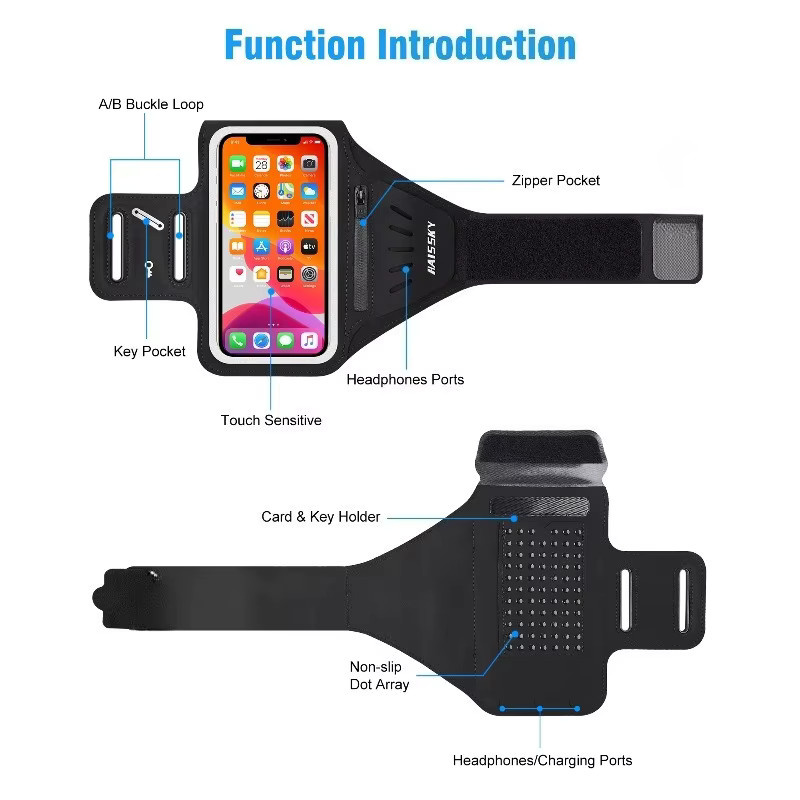 Haissky Reißverschluss-Armbandtasche als Handy-Aufbewahrungstasche für iPhone, Xiaomi und Samsung in Schwarz oder Grün - Bild 3