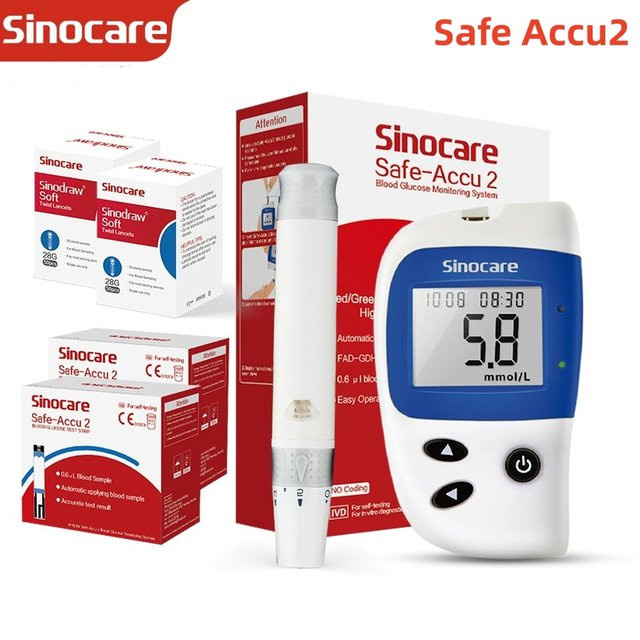 Sinocare Safe Accu2 Blutzuckermessgerät mit Teststreifen in Weiß - Bild 1