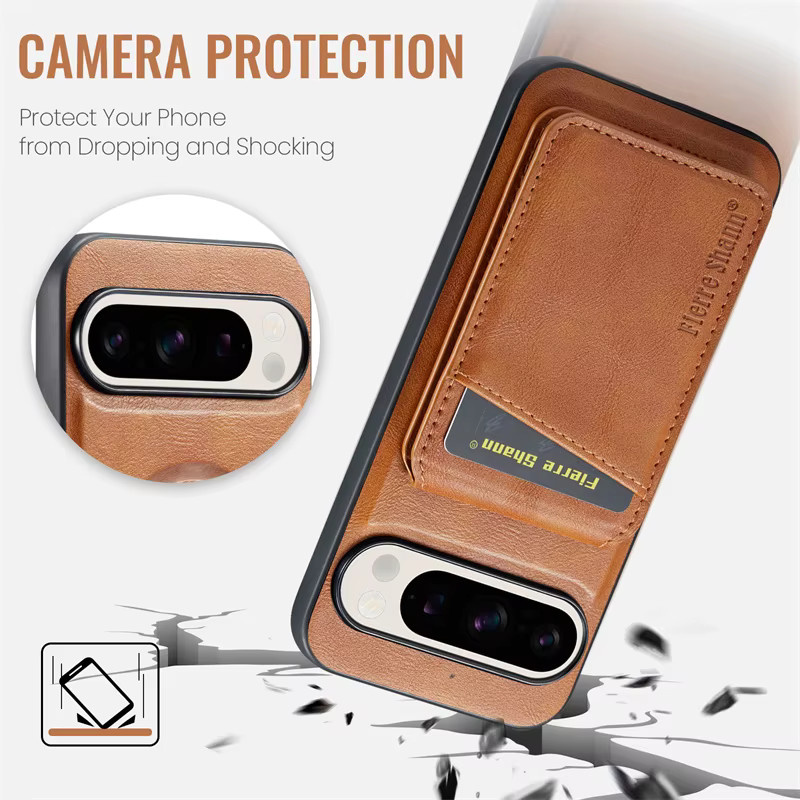 EUCAGR 2-in-1 Magnetische PU-Leder-Handyhülle mit Kartenhalter und Brieftaschenfunktion für Google Pixel 10A 9 9Pro XL 8A 8Pro 8 7 7A 7Pro in Braun - Bild 4