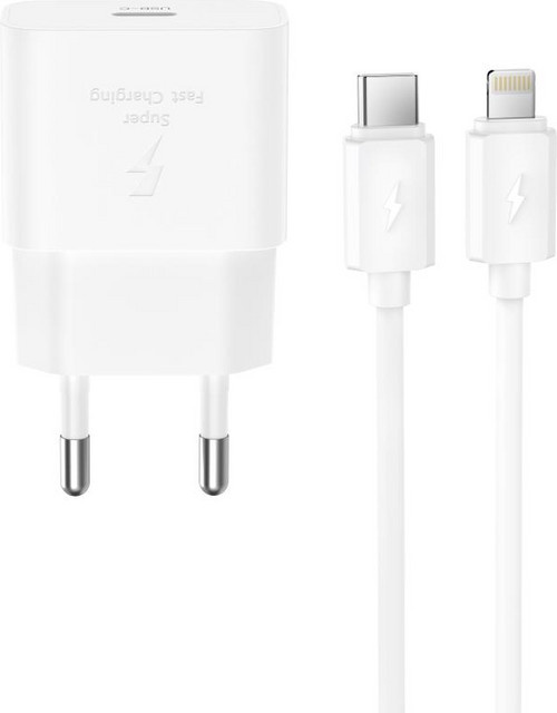 XO Design Netzteil mit Lightning-Kabel L167, 25W, 3A, 1 x USB-C, Weiß - Bild 1