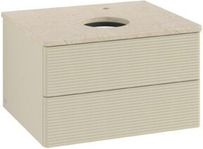 V&B Waschtischunterschrank Antao mit Frontstruktur in Grau lackiert, B/T/H: 60 x 36 x 50 cm - Bild 1