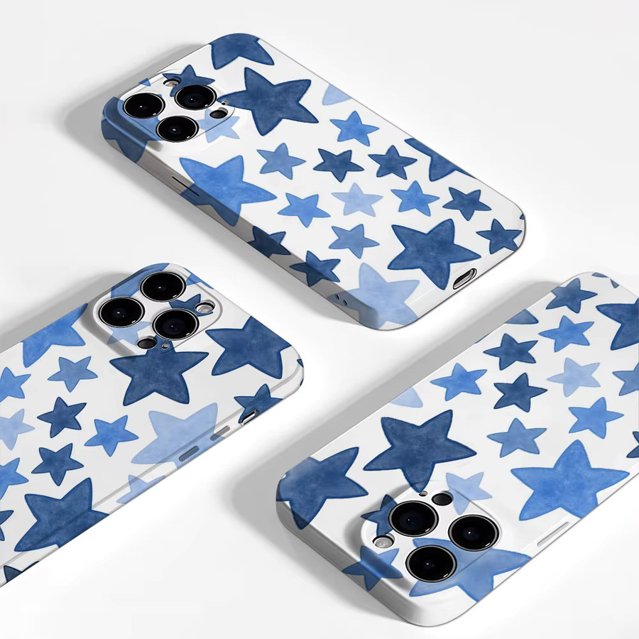 Potdemiel Handyhülle Blue Starry für iPhone 17 16 15 14 13 12 Pro Max Plus mit doppelschichtiger Rückseite in Blau - Bild 3