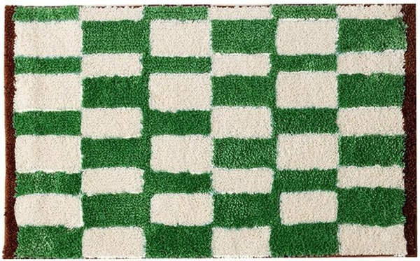 Heilan Badezimmer-Fußmatte mit Streifen-Design in Grün, waschbare absorbierende Fußmatte in Kaschmir-Optik, B/T: 60 x 40 cm
