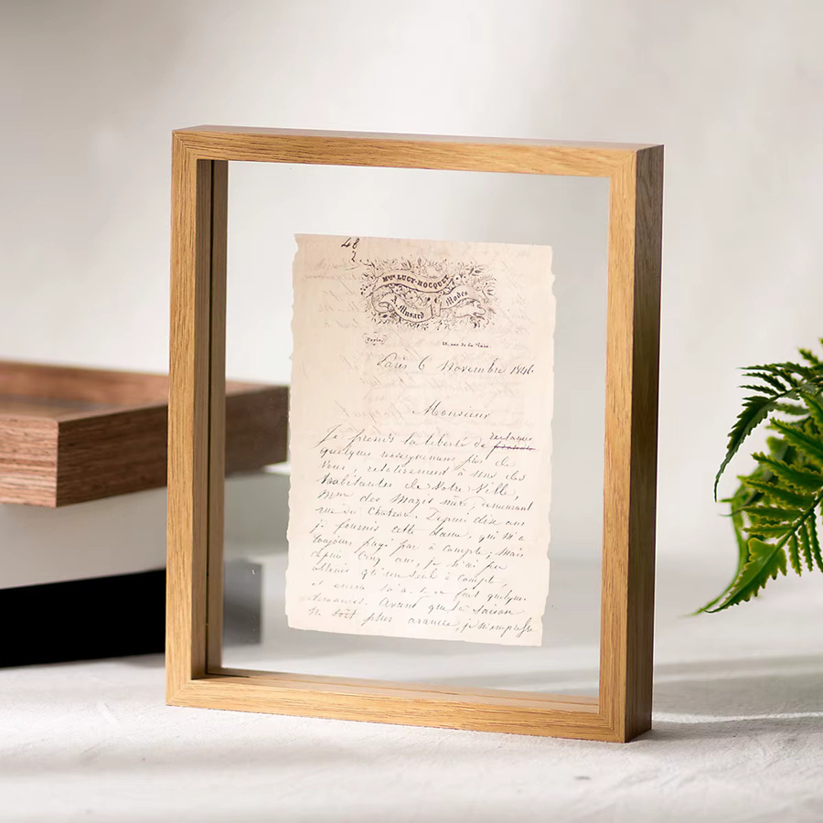 VCC Holzprobenrahmen mit echtem Glas in Braun, rechteckiger Bilderrahmen für Hochzeitsfotos, Desktop-Fotodekoration, 10 x 15 cm - Bild 2