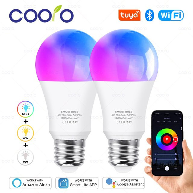 Tuya Smart LED Glühbirne E27 RGBW mit WiFi und Bluetooth, kompatibel mit Alexa und Google Assistant, Multicolour - Bild 1