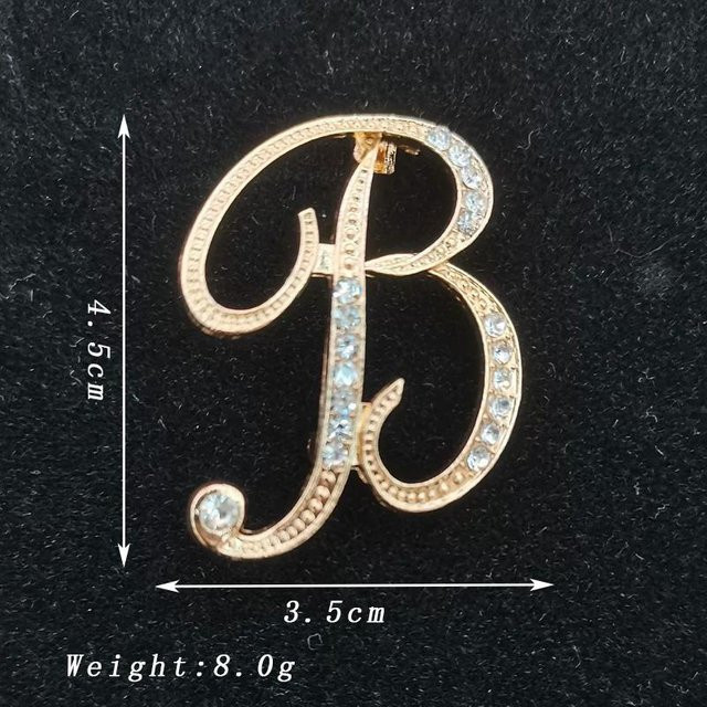 Brosche Buchstabe B, Goldene Strasssteine, Damen - Bild 1