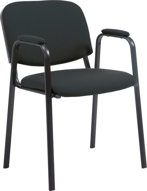 CLP Konferenzstuhl Ken Pro Stapelstuhl mit Armlehnen, gepolsterter Stoffbezug, schwarzes Metallgestell, belastbar bis 150 kg - Bild 1