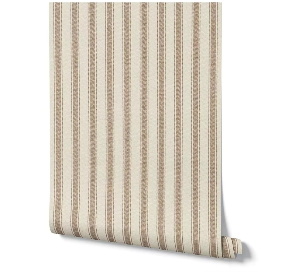 Pixel&Wall Gestreifte Tapete in Beige mit geometrischem Muster als selbstklebende Vlies-Tapete - Bild 2