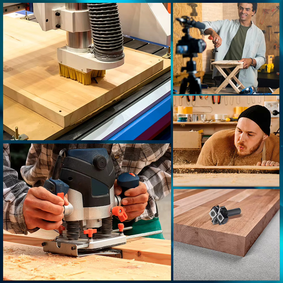 XCAN CNC-Flachfräser mit 1/2 Zoll Schaft und 2+2 Schneiden aus Hartmetall für Platten-Abflachungen und Holzhobel, Schaftdurchmesser: 1,27 cm (1/2 Zoll) - Bild 6