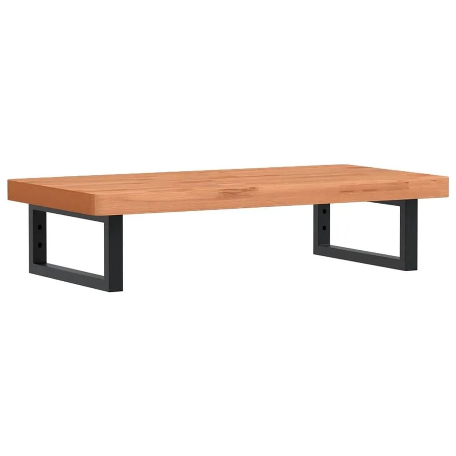 vidaXL Waschbeckenregal zur Wandmontage aus Stahl und Massivholz Buche in Braun-schwarz - Bild 2