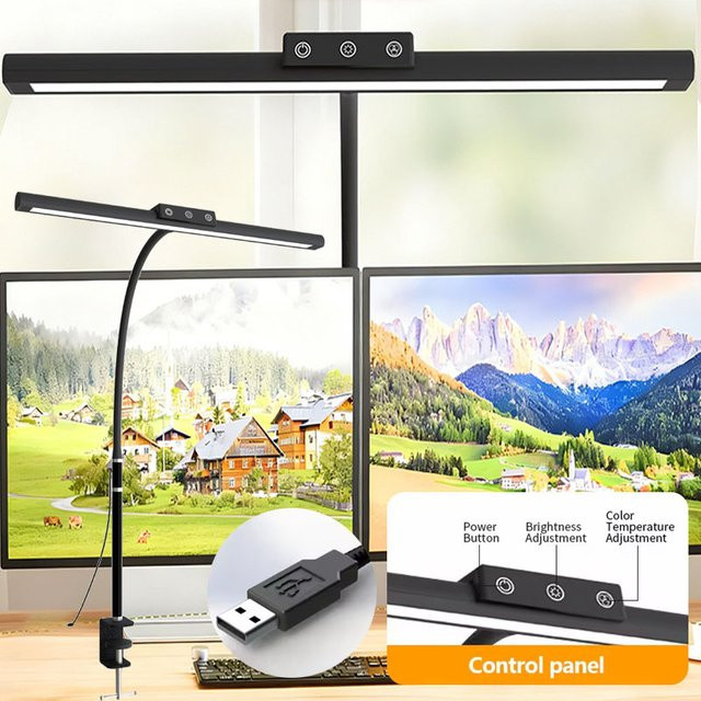 TLEDMP Dimmbare LED-Schreibtischlampe in Schwarz mit flexiblem Schwanenhals und Touch-Bedienung für Home-Office, Lesen und Arbeiten, B/T/H: 70 x 42 x 42 cm - Bild 1